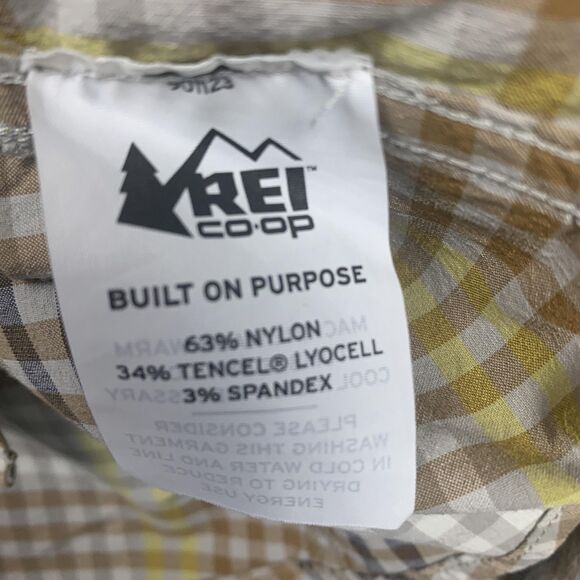 REI Co-op Shirt Mens Small Brown Yellow Plaid Button Down Stretch Hiking Travel - Picture 7 of 16